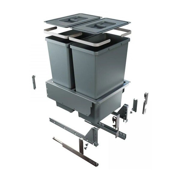 Bidone in plastica da incasso grigio 35 l Block 2.0 - Elletipi-image-2