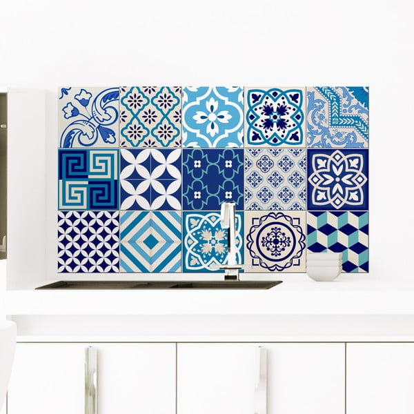 Set di 15 adesivi murali decorativi Azur, 10 x 10 cm - Ambiance