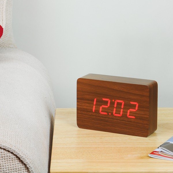 Sveglia marrone con display a LED rosso Brick Click Clock - Gingko-image-3