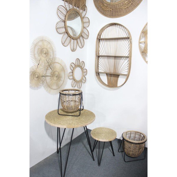 Specchio da parete con cornice in rattan ø 81 cm Sevent's - Sema-image-1