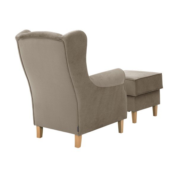 Poltrona in velluto marrone con pouf Lorris - Max Winzer-image-3