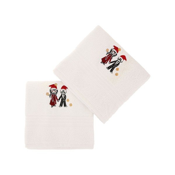 Set di 2 asciugamani in cotone bianco Cift White - Foutastic