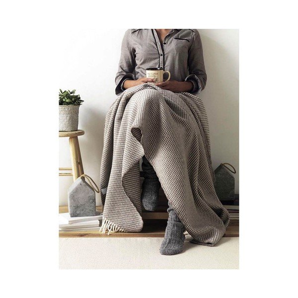 Plaid verde oliva con contenuto di cotone , 140 x 180 cm Ruby - Euromant-image-2