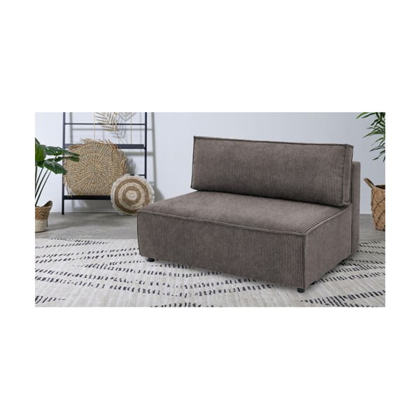 Modulo divano in velluto a coste marrone chiaro, pezzo centrale Nihad modular - Bobochic Paris-image-1