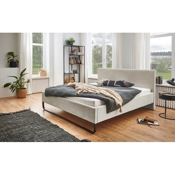 Letto matrimoniale imbottito beige rete non inclusa 180x200 cm Swing – Meise Möbel-image-1