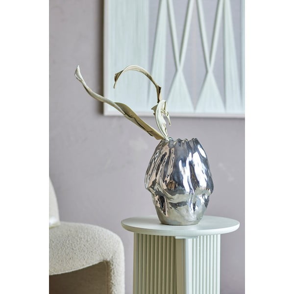 Vaso argentato in gres (altezza totale 29 cm) Bobby – Bloomingville-image-1