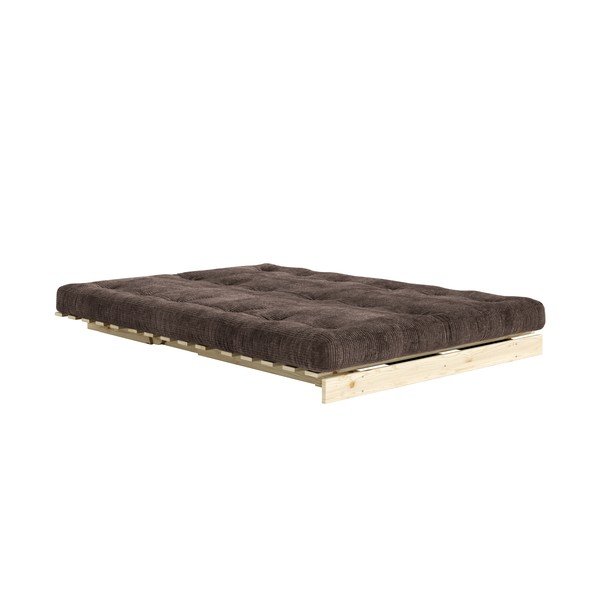 Divano marrone scuro allungabile con rivestimento in velluto a coste 140 cm Roots – Karup-image-1