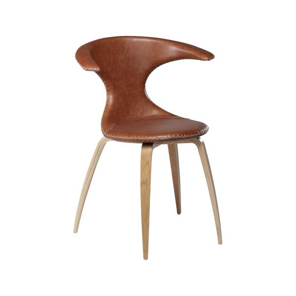 Sedia da pranzo in pelle marrone con poggiapiedi naturale DAN-FORM Danimarca Flair - DAN-FORM Denmark