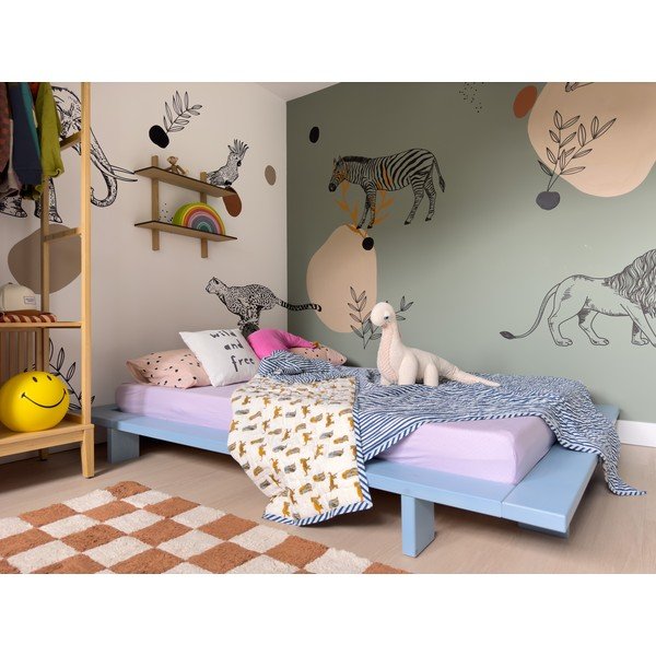 Letto matrimoniale azzurro in legno di pino con griglia 140x200 cm Japan - Karup Design-image-1