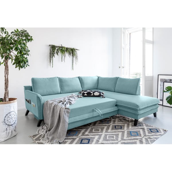 Divano letto angolare azzurro L, angolo destro Charming Charlie - Miuform-image-3