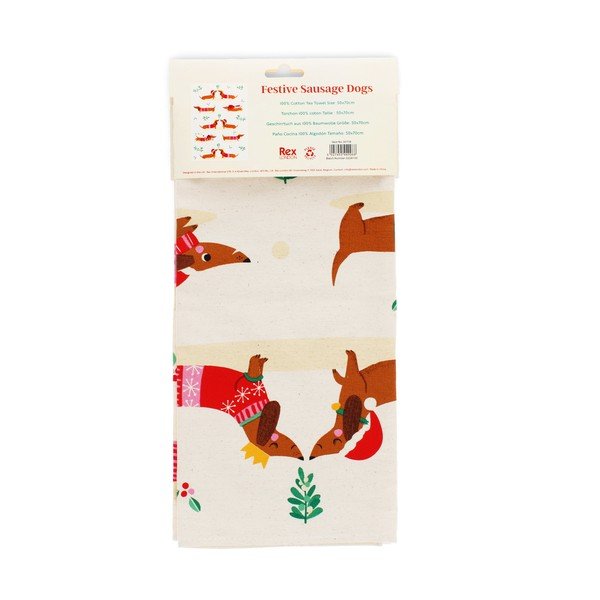 Strofinaccio in cotone 70x50 cm Festive Sausage Dog – Rex London-image-3