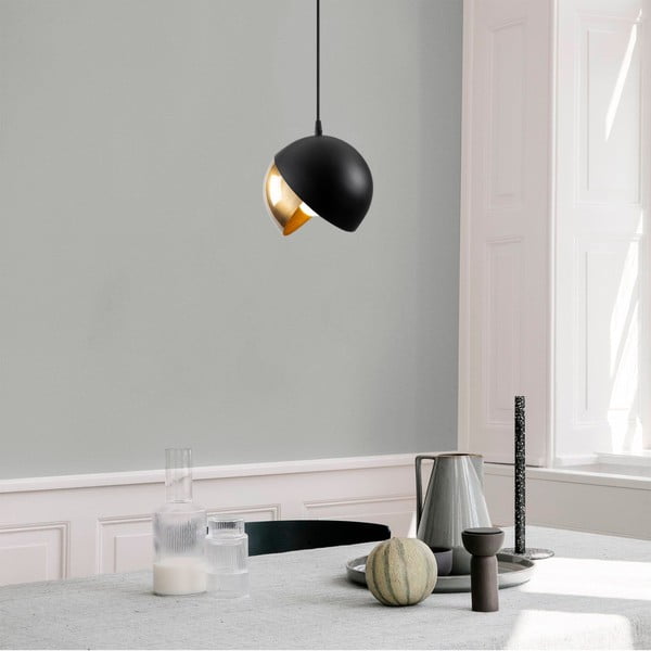 Lampadario nero/dorato con paralume in metallo ø 20 cm Berceste – Opviq lights-image-1