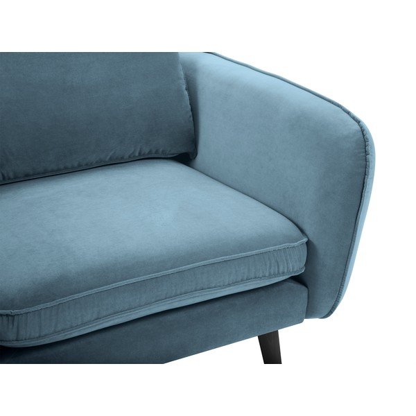 Poltrona in velluto azzurro con gambe nere Lento - Kooko Home-image-4