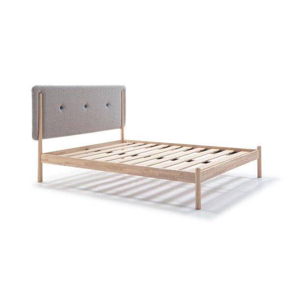 Letto in legno con testiera grigia , 140 x 190 cm Annie - Marckeric-image-2