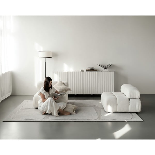 Tappeto in lana grigio chiaro 133x190 cm Morphic Organica - Agnella-image-3