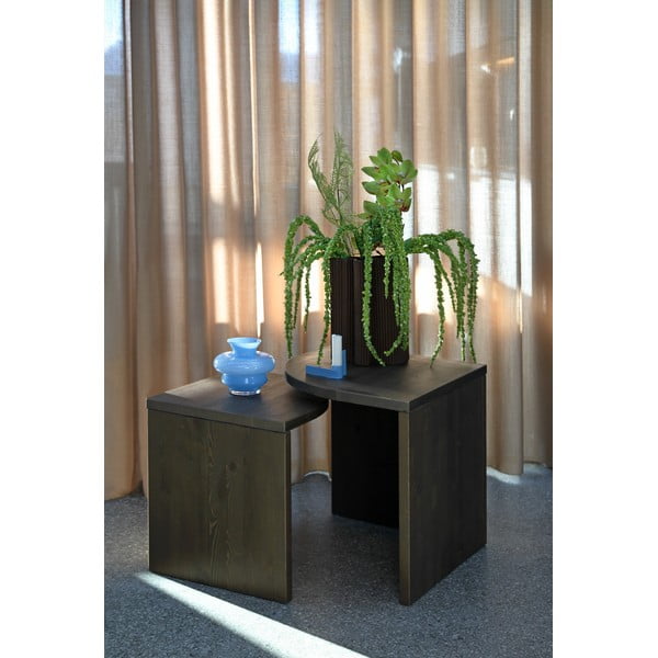 Set di tavolini da salotto in marrone scuro in pino massiccio 2 pz Combine – Karup Design-image-1