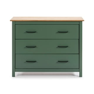 Cassettiera bassa in legno di pino di colore verde-naturale 100x80 cm Miranda - Marckeric