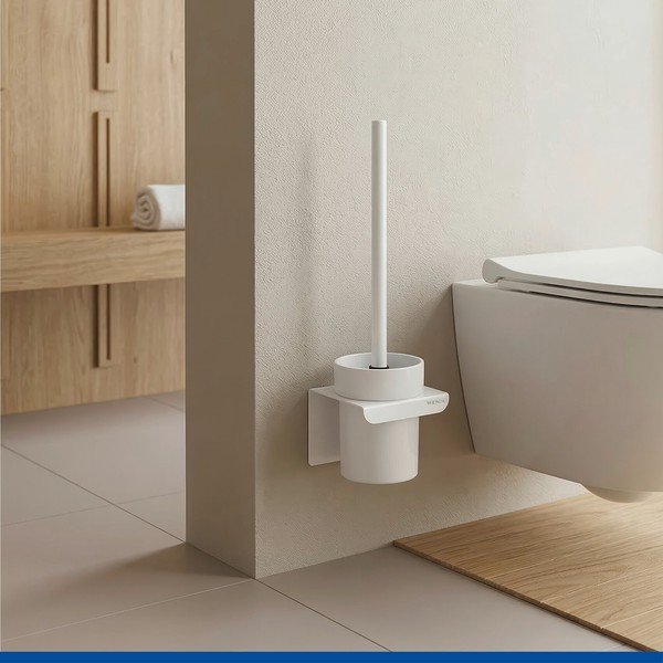 Scopino WC senza foratura bianco in plastica con aggancio Turbo-loc Lizan – Wenko-image-1