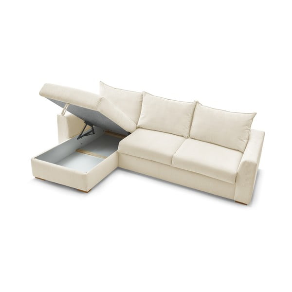 Divano angolare color crema allungabile (con composizione variabile) con rivestimento in velluto a coste Augustin – Bobochic Paris-image-4