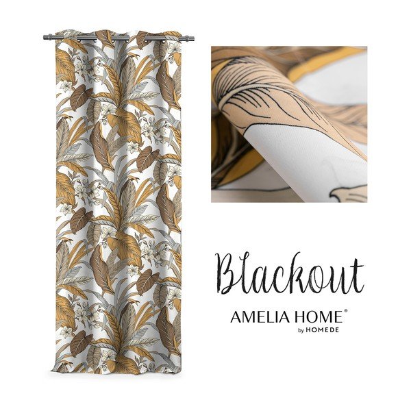 Tenda con motivo floreale marrone , 140 x 245 cm - AmeliaHome-image-2