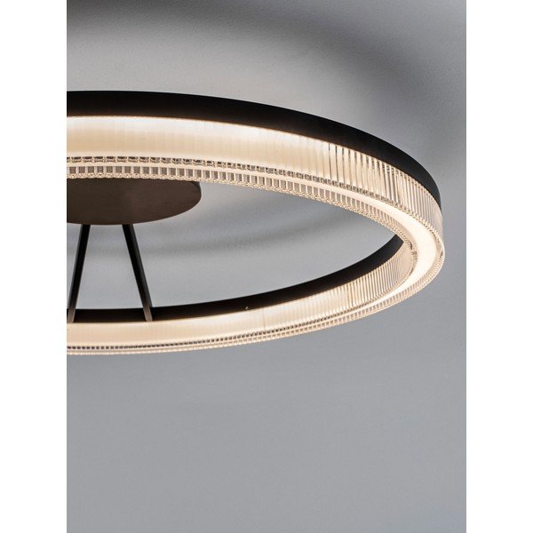 Plafoniera LED nera opaca in alluminio con paralume in vetro acrilico con intensità regolabile Lonela – Nova Luce-image-1