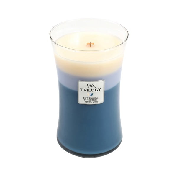 Candela profumata Tropical Oasis, durata di combustione 110 h Soft Chambray at the Beach - WoodWick