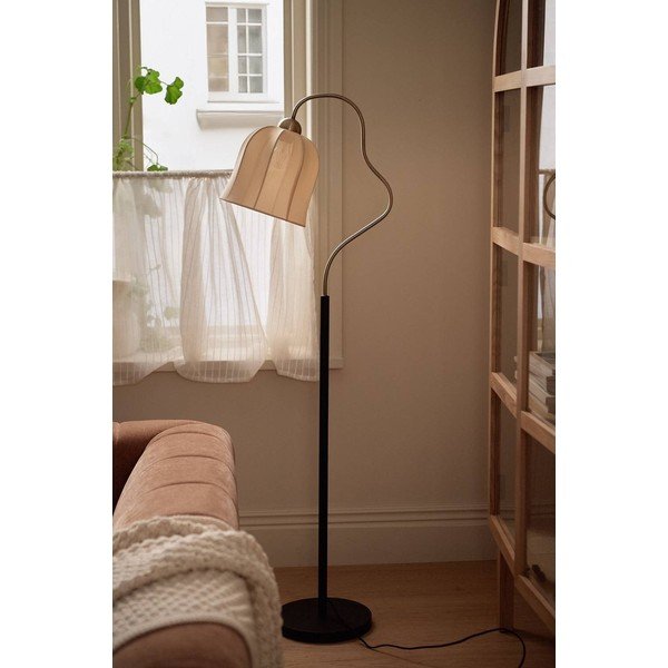 Lampada da terra bianca/nera in tessuto (altezza totale 150 cm) Bell – Ellos Home-image-2