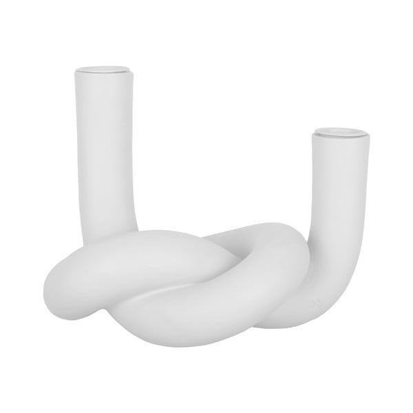 Portacandele in ceramica bianca per due candele Knot - PT LIVING