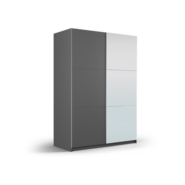 Armadio grigio scuro con specchio e ante scorrevoli 151x215 cm Lisburn - Cosmopolitan Design-image-1