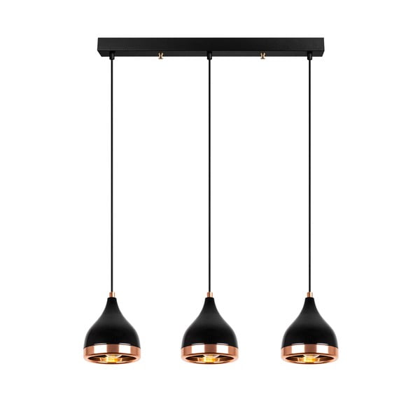 Lampadario nero/color rame con paralume in metallo Yildo – Opviq lights