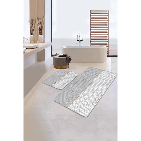 Tappetini da bagno grigi in set da 2 100x60 cm - Minimalist Home World-image-1