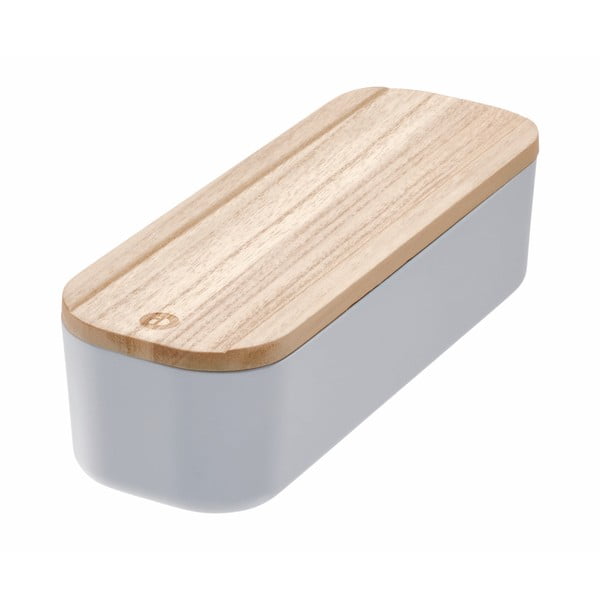 Scatola grigia con coperchio in legno di paulownia , 9 x 27,5 cm Eco - iDesign