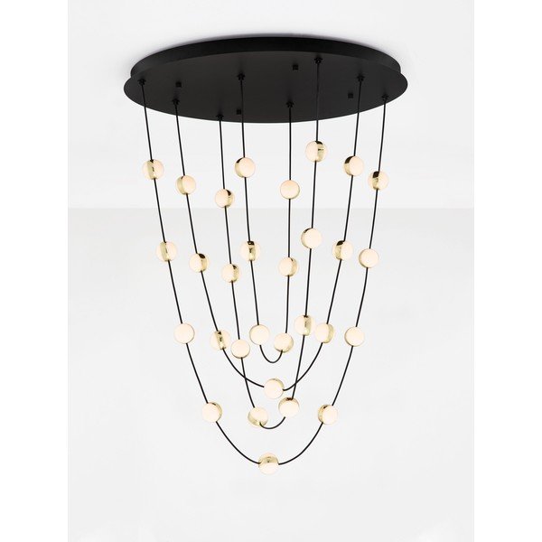 Lampadario LED nero opaco in alluminio con paralume in vetro acrilico con intensità regolabile ø 84 cm Alcinoe – Nova Luce-image-4