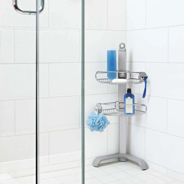 Mensola angolare per bagno in acciaio inox color argento - simplehuman-image-1
