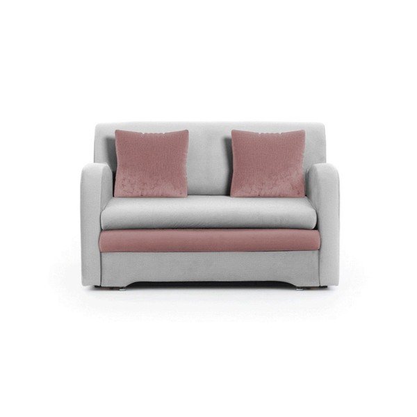 Divano rosa/grigio chiaro allungabile e rivestimento in velluto 130 cm Ario – ELTAP