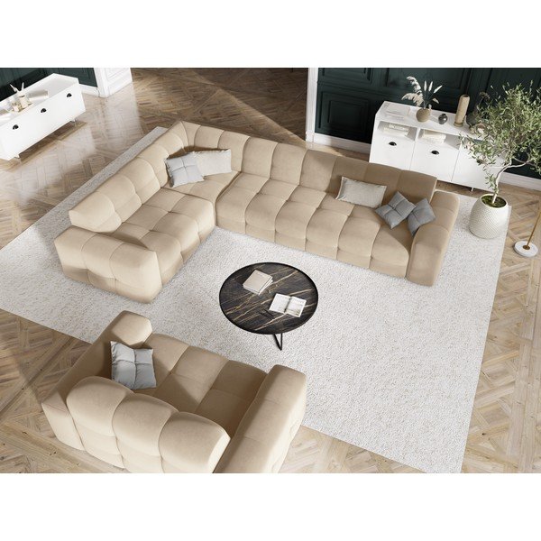 Divano in velluto beige 156 cm Kendal - Micadoni Home-image-1