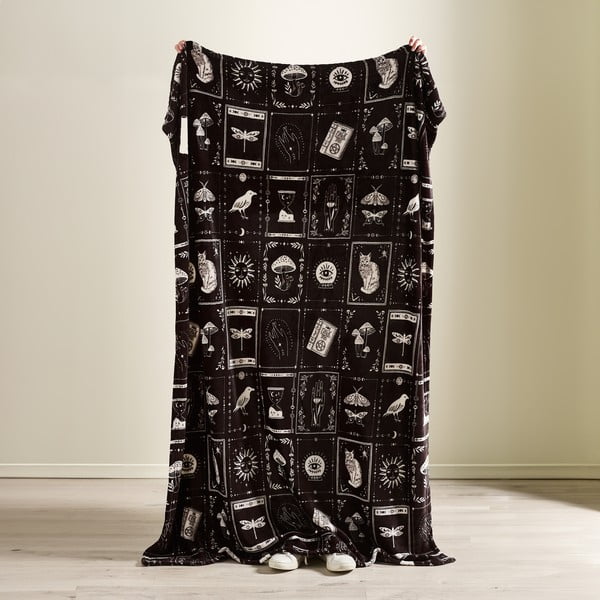 Coperta nera in micropile a tema Halloween 130x170 cm Enchanted Witchcraft – Catherine Lansfield-image-3