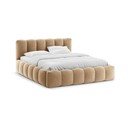 Letto matrimoniale imbottito marrone chiaro con contenitore con rete inclusa 180x200 cm Lupine – Micadoni 