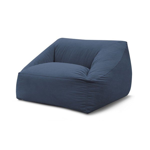 Puof a sacco blu scuro con rivestimento in velluto a coste Lilibet – Bobochic Paris