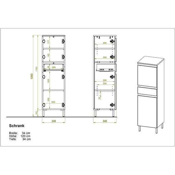 Mobile da bagno alto bianco con decoro in rovere 34x120 cm Torrance - Germania-image-3