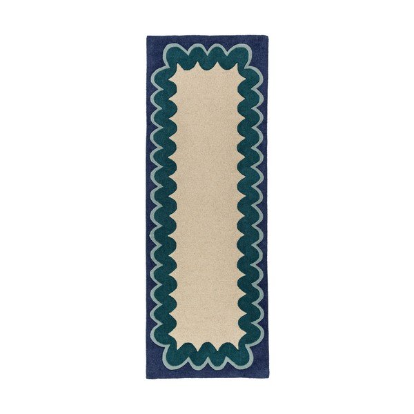 Passatoia di colore naturale/color foglia di tè in lana tessuta a mano 80x230 cm Wiggle Wool – Flair Rugs