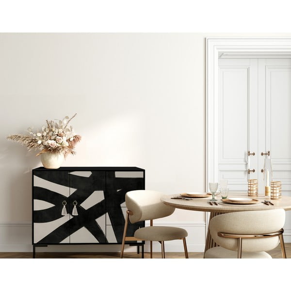 Cassettiera bassa nera e beige 113x84 cm Wilma - Really Nice Things-image-4