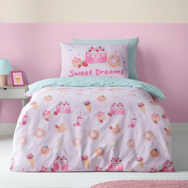 Set copripiumino e federa da bambini rosa per letto singolo 135x200 cm Sweet Treats – Catherine Lansfield-image-1