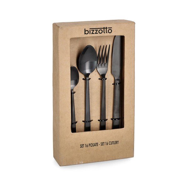 Posate nere in acciaio inox 16 pz per 4 persone Hestia – Bizzotto-image-1