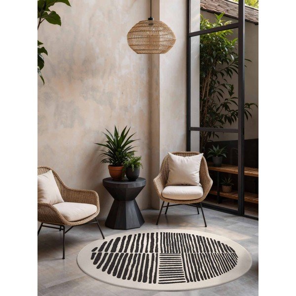 Tappeto da interno/esterno rotondo nero/color crema ø 160 cm Haringey Bounds – Ted Baker-image-1