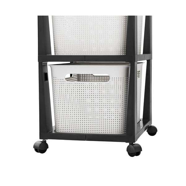 Scaffale mobile in plastica bianco/nero 30x77 cm Brisen - Rotho-image-2