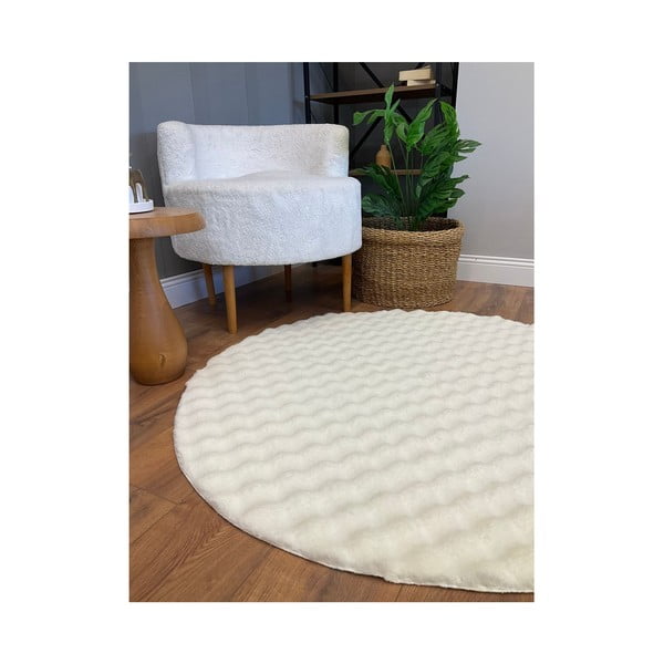 Tappeto color crema rotondo lavabile ø 120 cm Bubbly - Oyo Concept-image-3