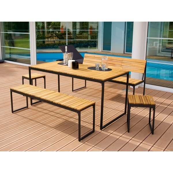 Set di 2 sgabelli da giardino con seduta in legno di acacia Brick - Ezeis-image-3
