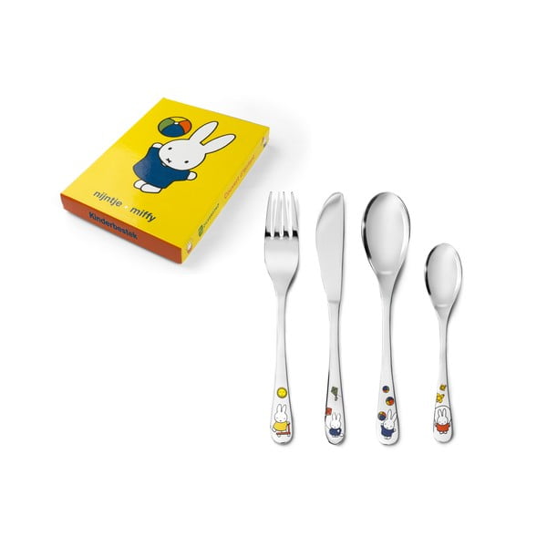Posate per bambini in acciaio inox argento 4 pezzi Miffy - Zilverstad-image-4