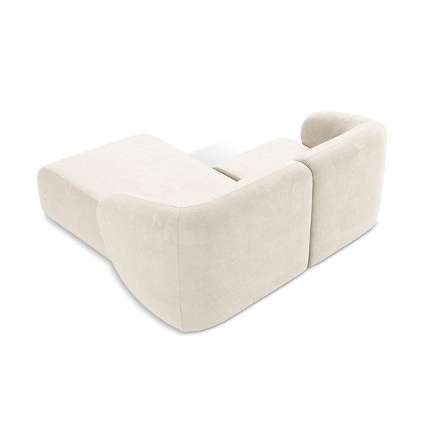 Divano angolare beige (con penisola a destra/con chaise lounge) con rivestimento in ciniglia Lani – Makamii-image-3
